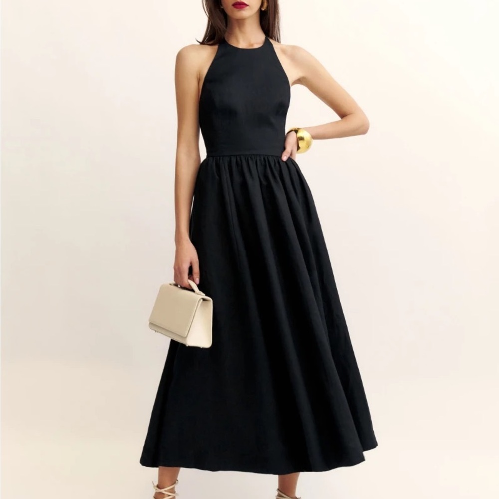 NWT Reformation Percy Linen Halter Dress